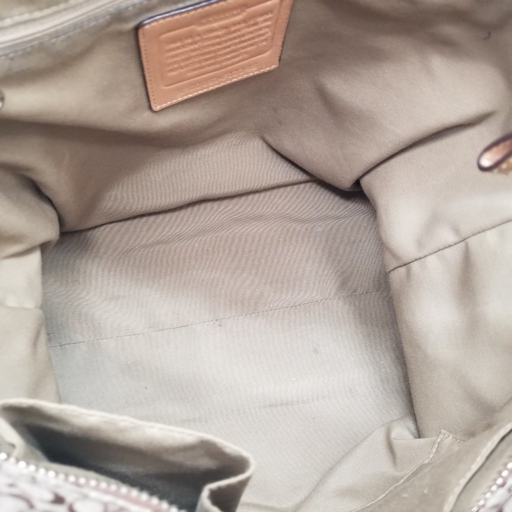 Coach Brown and Tan Jacquard Shoulder Bag - Picture 8 of 16